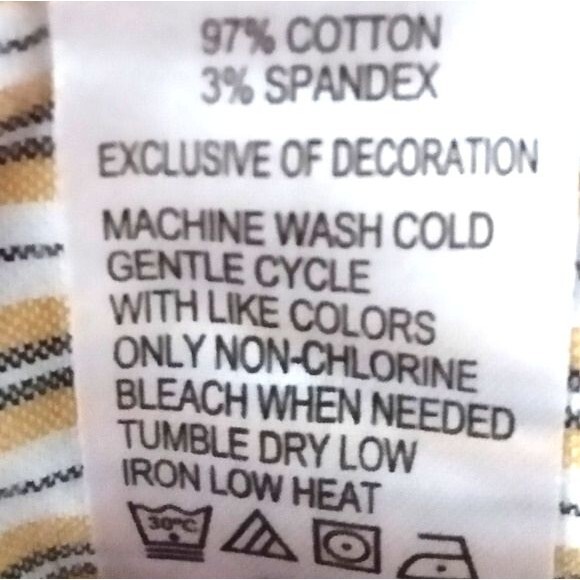 Izod Button Up Blouse Top Yellow Gray White Stripes Womens Shirt XL Striped - Picture 5 of 5